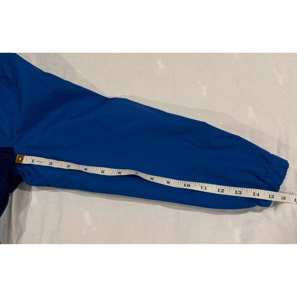 Eddie Bauer Kids Hooded Rain Jacket Blue Navy Green Size S 7 8 Lightweight - Picture 12 of 13